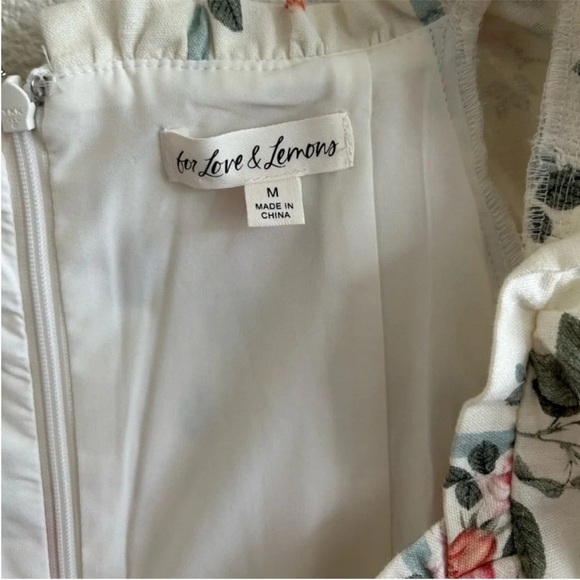 For Love & Lemons Rose Stripe Floral Linen Mini Dress - Picture 10 of 11